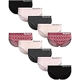 Reebok Womens Bikini Underwear - 10 Pack Stretch Performance Briefs Bikini Panties - Seamless Underwear for Women (Size S-XL)