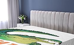 Ambesonne Reptile Fitted Sheet, Grumpy Alligator