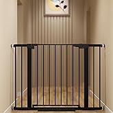Colbabe 29-42 inches Metal Baby Gate for Stairs/Doorways, 30 inches Tall Pressure Mounted Pet Gates, Auto-Close Child Safety Gate, No Drilling Easy Walk-Through Dog Gate Indoor, Black