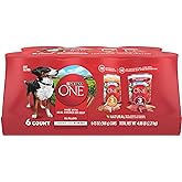 Purina ONE Tender Cuts in Gravy Chicken and Brown Rice, and Beef and Barley Entrees Wet Dog Food Variety Pack - (2 Packs of 6) 13 oz. Cans