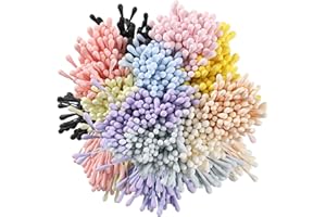 1200 Pcs Flower Stamens for Crafts, White Pearl Double Heads Stamens for Flower Making Artificial Flowers Stamen Hand-Made Ma