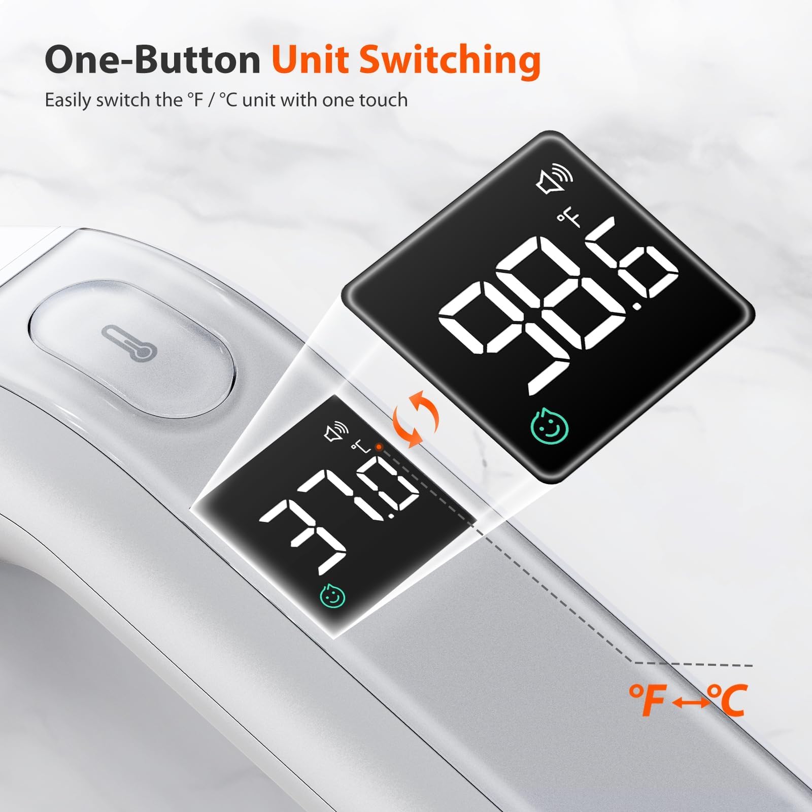 iHealth Digital Thermometer for Adults and Kids - Infrared Forehead Thermometer with Color Fever Indicator - Touchless, Fast, Accurate Results in 1 Second - Silent Mode, Easy-to-use for Home - PT2L