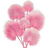 DILATATA 6 Pcs PU Foam Pink Artificial Palm Leaves for DIY Wedding Bouquets, Centerpieces, Arrangements, Bridal Shower, and Home Decor