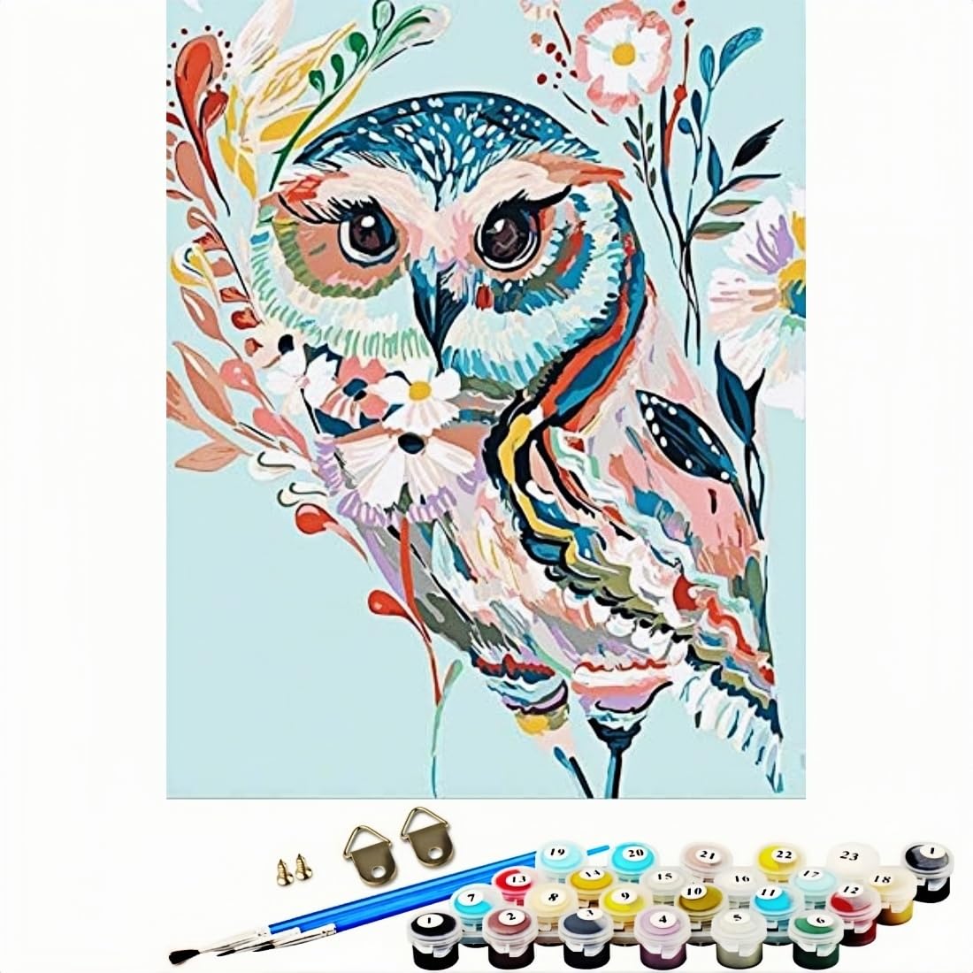 WOWDECOR Paint by Numbers for Adults Beginner Kids, Number Painting - Colorful Owl 40x50 cm - Wall Art Gifts (Frameless)