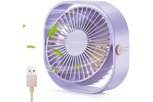 SmartDevil Small Personal USB Desk Fan, 3 Speeds Portable Desktop Table Cooling Fan Powered by USB, Strong Wind, Quiet Operation, for Home Office Car Outdoor Travel (Purple)