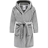 Tunoluker Boys Girls Robe Kids Flannel Hooded Bathrobe Sleepwear Pajamas Toddler Soft Plush Robes for Girls 2-16 Years