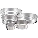 AmazonCommercial Aluminum Round Cake Pans, 5-Piece Set, Includes Pan Sizes in 12, 10, 8, 6, and 4 Inches