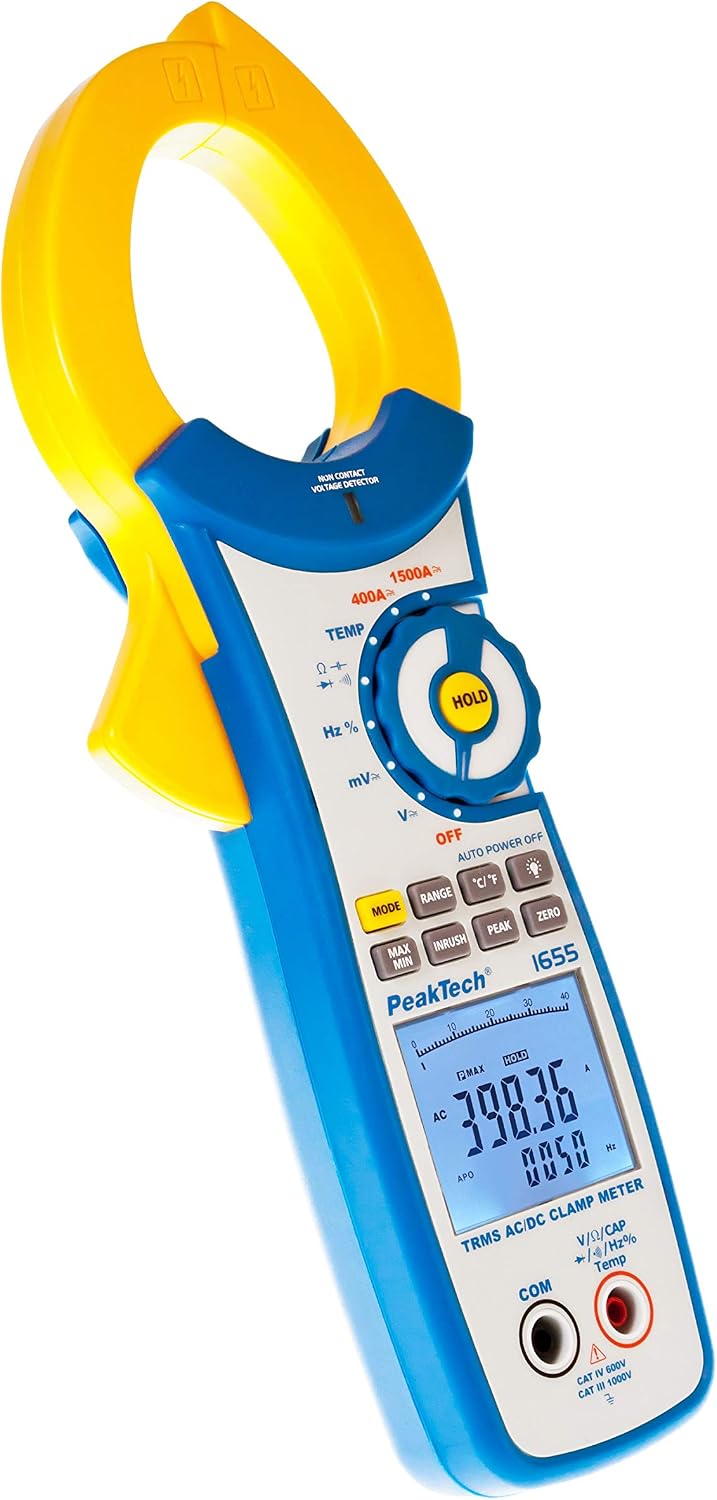 PeakTech 1655, Digital Clamp Meter with True RMS, 4 3/4 Digit, 1500A AC/DC, 40000 Counts, Digital Multimeter, TÜV/GS - Image 3