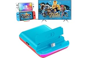 BOXPSII TV Dock Station for Nintendo Switch, Portable TV Docking Station Replacement with 4K HDMI Adapter/USB 3.0/ USB-C Port,Replacement Charging Dock for Nintendo Switch (Blue Not for Switch2)