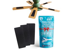 JJI Ceiling Fan Filter - Coconut Carbon Ceiling Fan Air Filter - Ceiling Fan Blades Shape Design - 1/4" Thickness 6Pack (6)