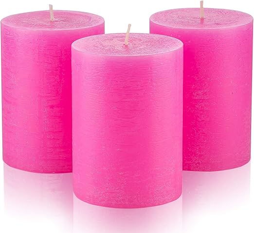 Amazon Com Melt Candle Company Set Of 3 Pink Pillar Candles 3 X