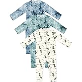 Jimonda Baby Girls Boys Footless Pajamas,Rayon From Bamboo Pjs 2 Way Zipper Long Sleeve Soft Sleeper,Infant Tie-dye Romper
