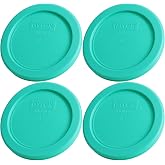 Pyrex 7202-PC (1-Cup) Green Food Storage Lid (4-Pack) - Made in USA | BPA-Free Plastic | Spill-Reducing Closure | Lightweight Construction | Kitchen Organization
