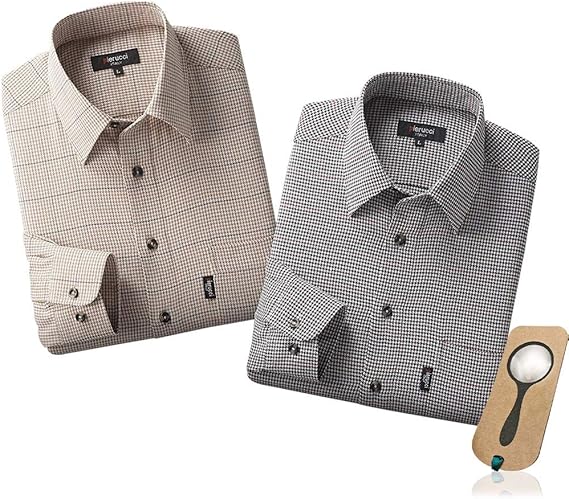 Amazon 2枚 色 セット ピエルッチ Pierucci メンズ 千鳥格子柄シャツ 2色組 Gv 014 グレー系 ベージュ系 Ll シャツ 通販