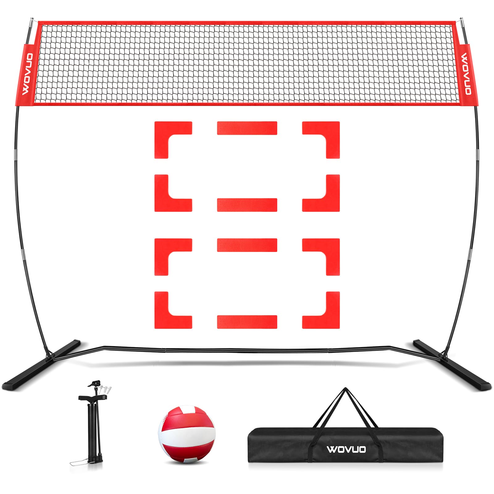 Photo 1 of 12Ft Beach Volleyball Net for Backyard, Portable Net Set, Freestanding Volleyball Training Equipment with Pump, Bag, Sports Game for Outdoor Indoor, Height Adjustable