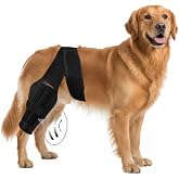 AKELOR Dog Knee Brace for Back Leg &ndash; Large, Adjustable Rear Leg Support Wrap with Side Stabilizers, Breathable Neoprene for Large Dogs
