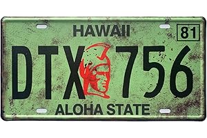 ROOKOPR Hawaii License Plate Aluminum Novelty Car Decor License Plates 12"x6" Front of Car Decorative Retro Rusty License Plate for Men Women Car-11