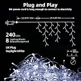 LEDYA Icicle Outdoor Christmas Lights 46ft 360 LED 8 Modes IP44 Timer view 7