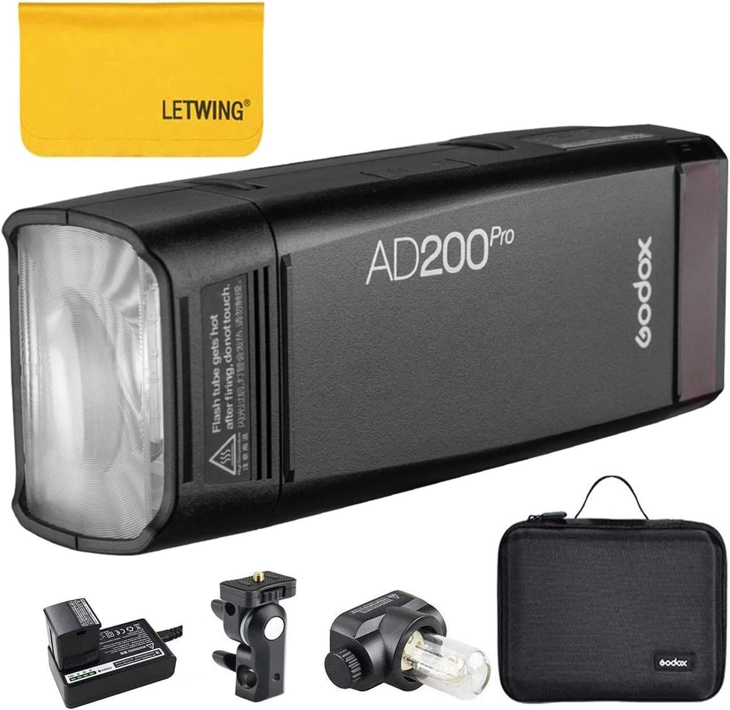 Godox AD200Pro AD200 Pro TTL Strobe Flash 200W 2.4G HSS 1/8000s Dual Head Flash,500 Full Power Flash with 2900mAh High Performance Li-ion Battery Compatible for Nikon Canon Sony Fuji Olympus Camera