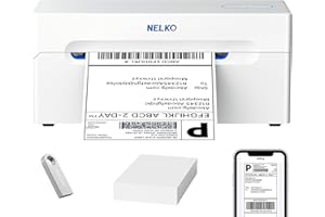 Nelko Bluetooth Thermal Shipping Label Printer, Wireless 4x6 Shipping Label Printer for Small Business, Support Android, iPhone and Windows, Widely Used for Amazon, Ebay, Shopify, Etsy(White)