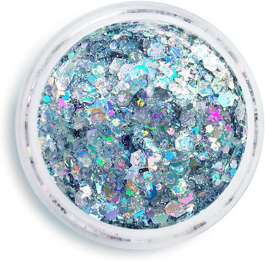 Uniglitter - Glitter Gel Holographic Silver - Festival Glitter - Glitter Makeup - Chunky Cosmetic Glitter | Dance - Eyes, Lips, Face | Face Paint Glitter