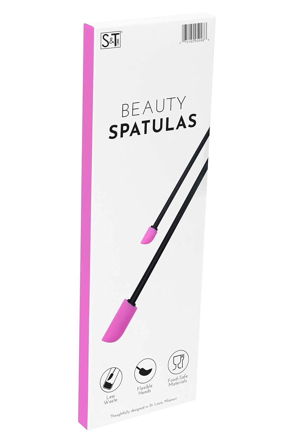 Amazon Com S T Inc Beauty Spatulas 2 Piece Set Large And Small Sizes For Beauty And Kitchen Black Pink Beauty