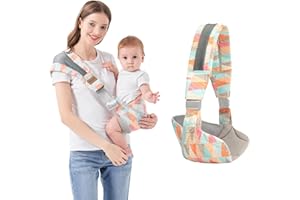IULONEE Baby Sling Carrier, Child Compact Hipseat One-Shoulder Carrier Portable Lightweight Baby Carrier Sling Hip Newborn to Toddler for Infants Carrying up to 44 lbs All Seasons Strap (Colorful)