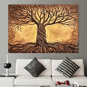 arteWOODS Árbol de la Vida Abstracto Biblia Bosque Lienzo Pintura