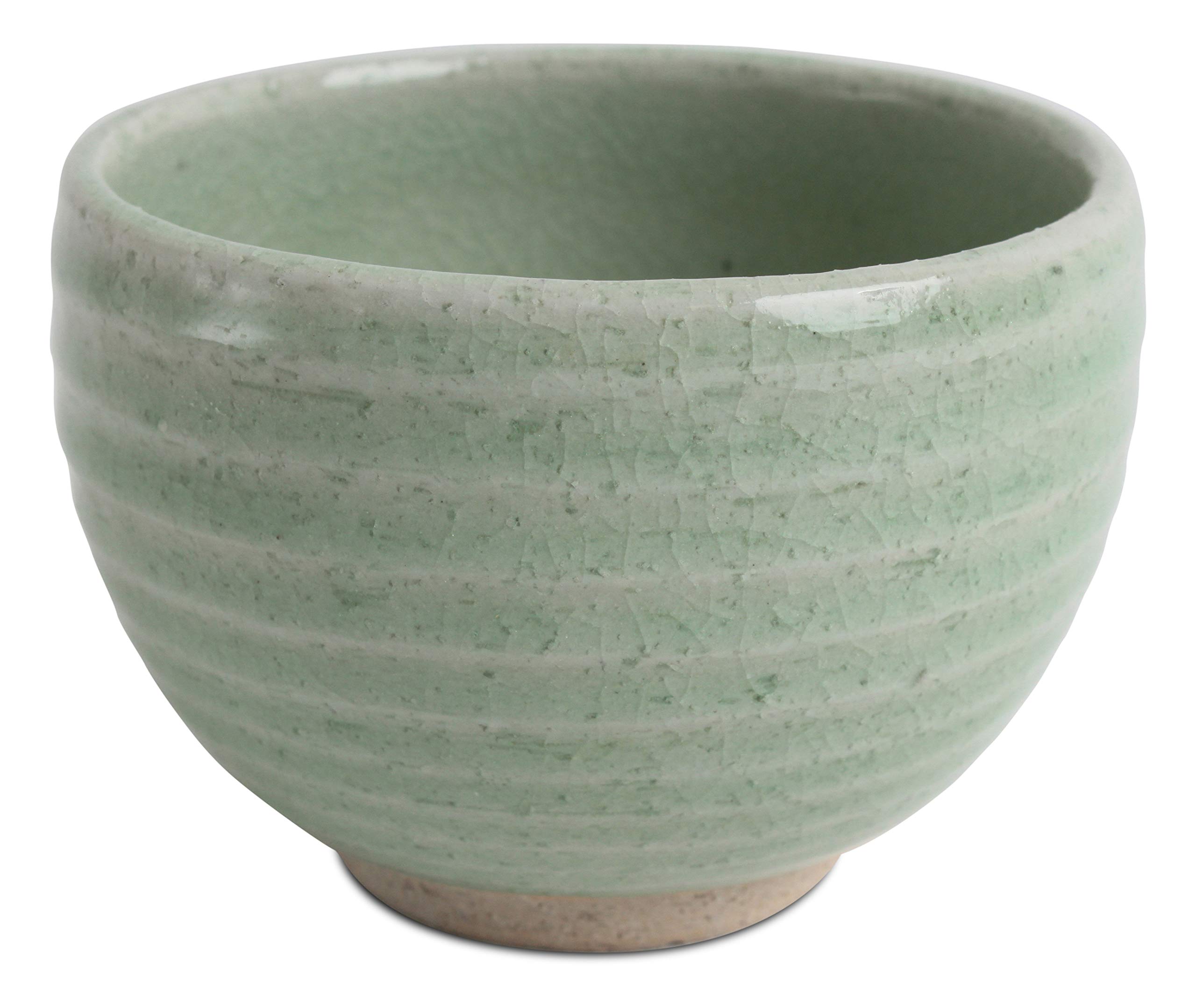 Mino ware Japanese Pottery Large Bowl Mint Green Stripe Crackled (Matcha/Rice) Made in Japan (Japan Import) MSB010