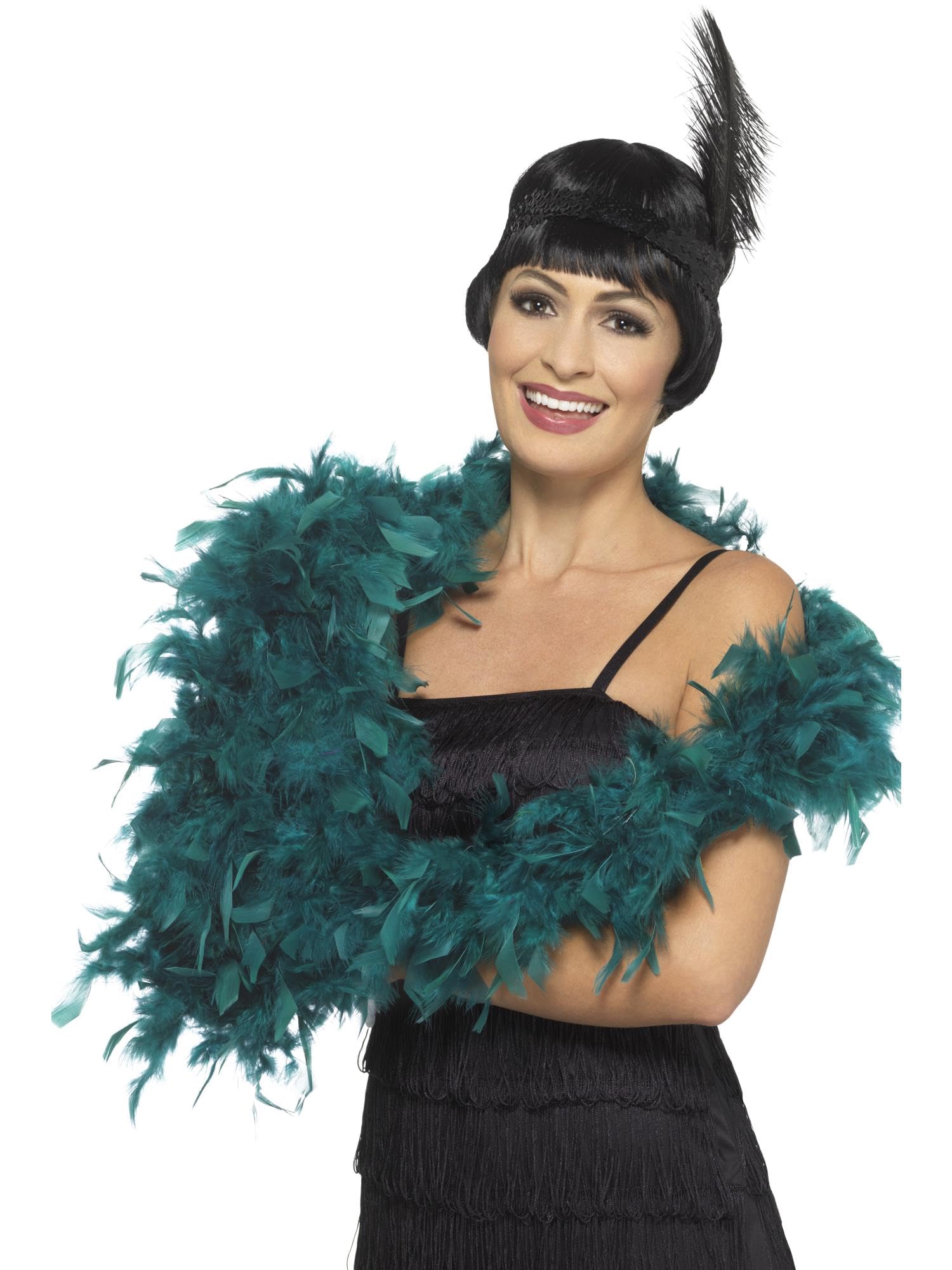 Smiffys Deluxe Boa, Teal 180cm, 80g, 1920's Razzle Fancy Dress, Adult Dress Up Accessories