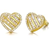 Soumimi Cubic Zirconia Heart Stud Heart Shaped Earrings Hypoallergenic Stud Jewelry Gift for Women Men