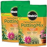 Miracle-Gro Cactus, Palm and Citrus Potting Mix, for Indoor or Outdoor Potted Plants, Great for Succulents, 8 qt., 2-Pack