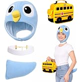 Honic 4Pcs Halloween Pigeon Costume Accessories Set, Plush Bird Headwear, Choker, Plush Tail &amp; School Bus Bag for Adult Halloween Theme Party Dress-Up