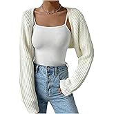 RoseSeek Women's Open Front Cropped Cardigan Long Sleeve Knit Sweater Fall Outfits