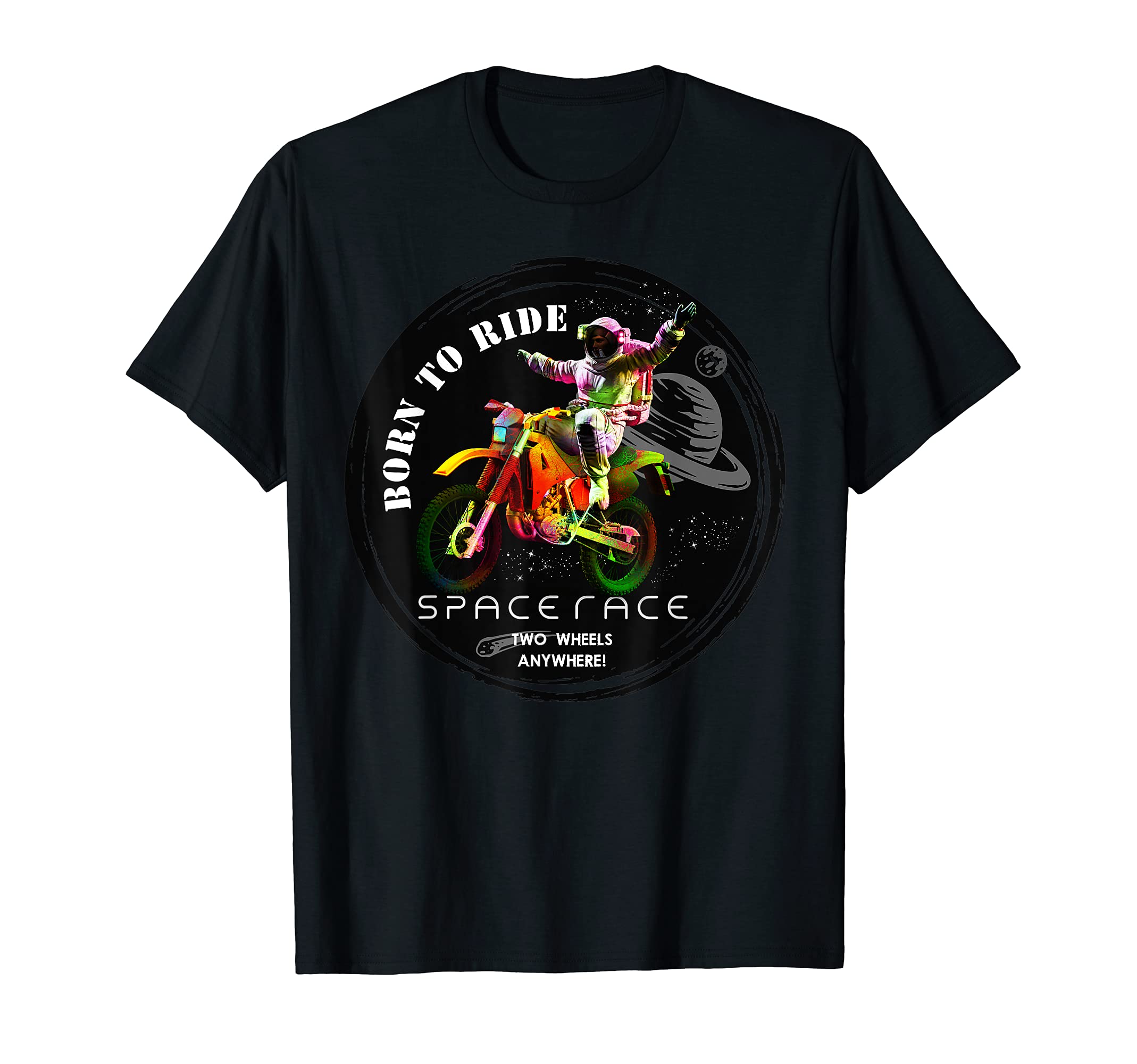 Space Race Astronaut Riding A Motorbike T-Shirt