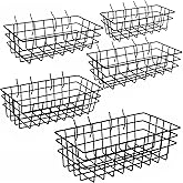 5-Piece Pegboard Baskets Set - Heavy Duty Peg Board Organizer Accessories Bin Set, Premium Black Metal Wire Baskets Tool Shelves, Wall Mount Storage for Garage Workshop Craft Room