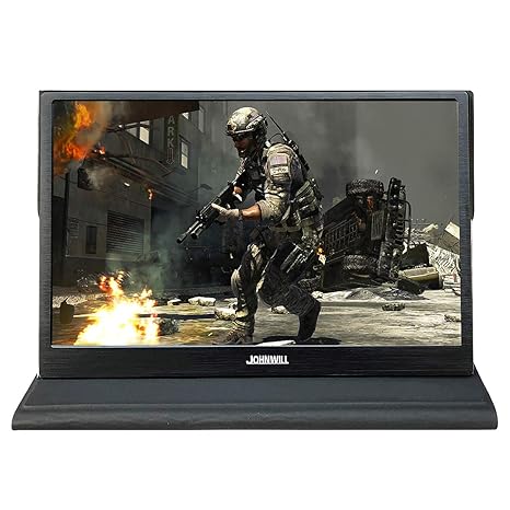 JOHNWILL 15,6 Zoll tragbarer IPS-Monitor Full-HD-Bildschirm 1920 x 1080 Monitor Tragbarer ultradünner schwarzer CNC-Metallgeh