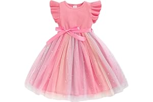 Sinhoon Toddler Girl Tulle Dress Summer Ruffle Sleeveless Baby Girl Fashion Casual Dresses 1-6Y