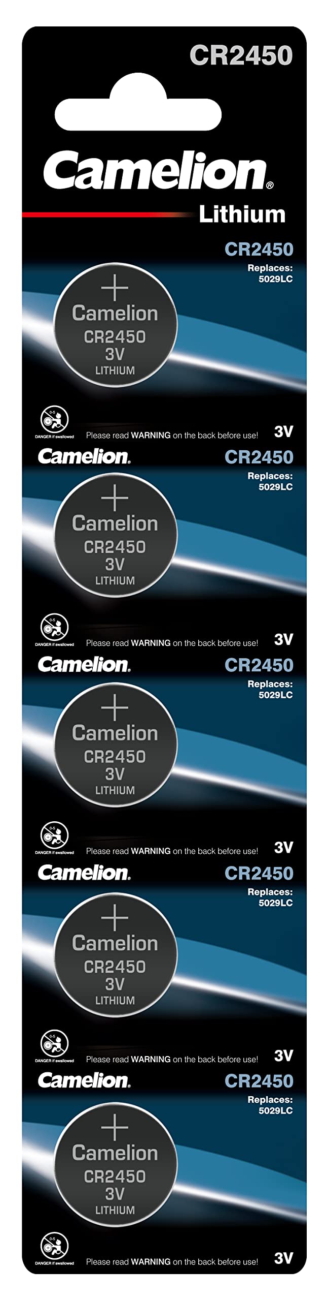 Camelion 2450/b5 13005450 CR2450 Lithium Button Cell (Pack of 5) Silver