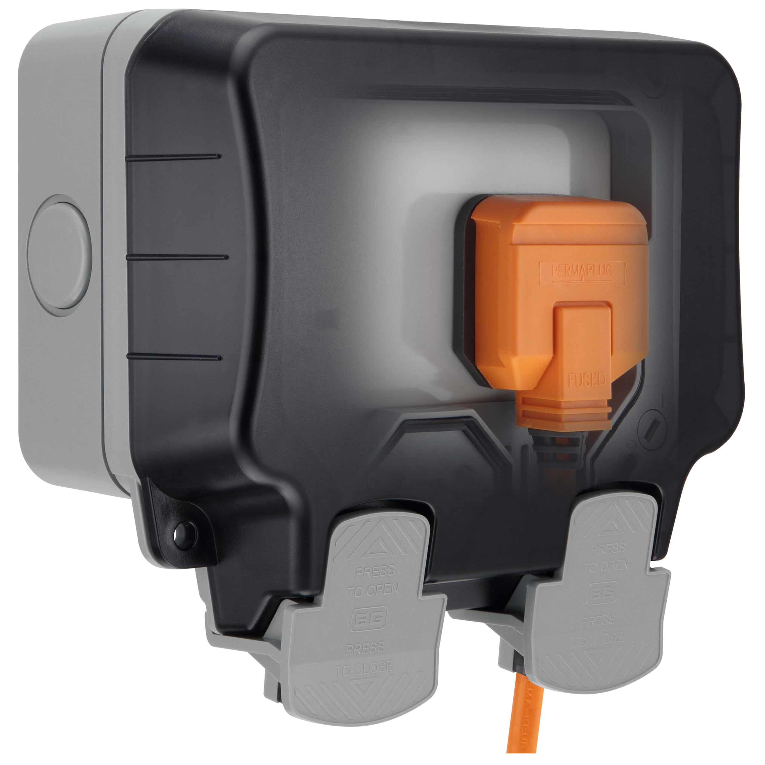 BG Electrical WP24-01 Double Outdoor Weatherproof Unswitched Socket, IP66 Rated, 13 Amp, Grey