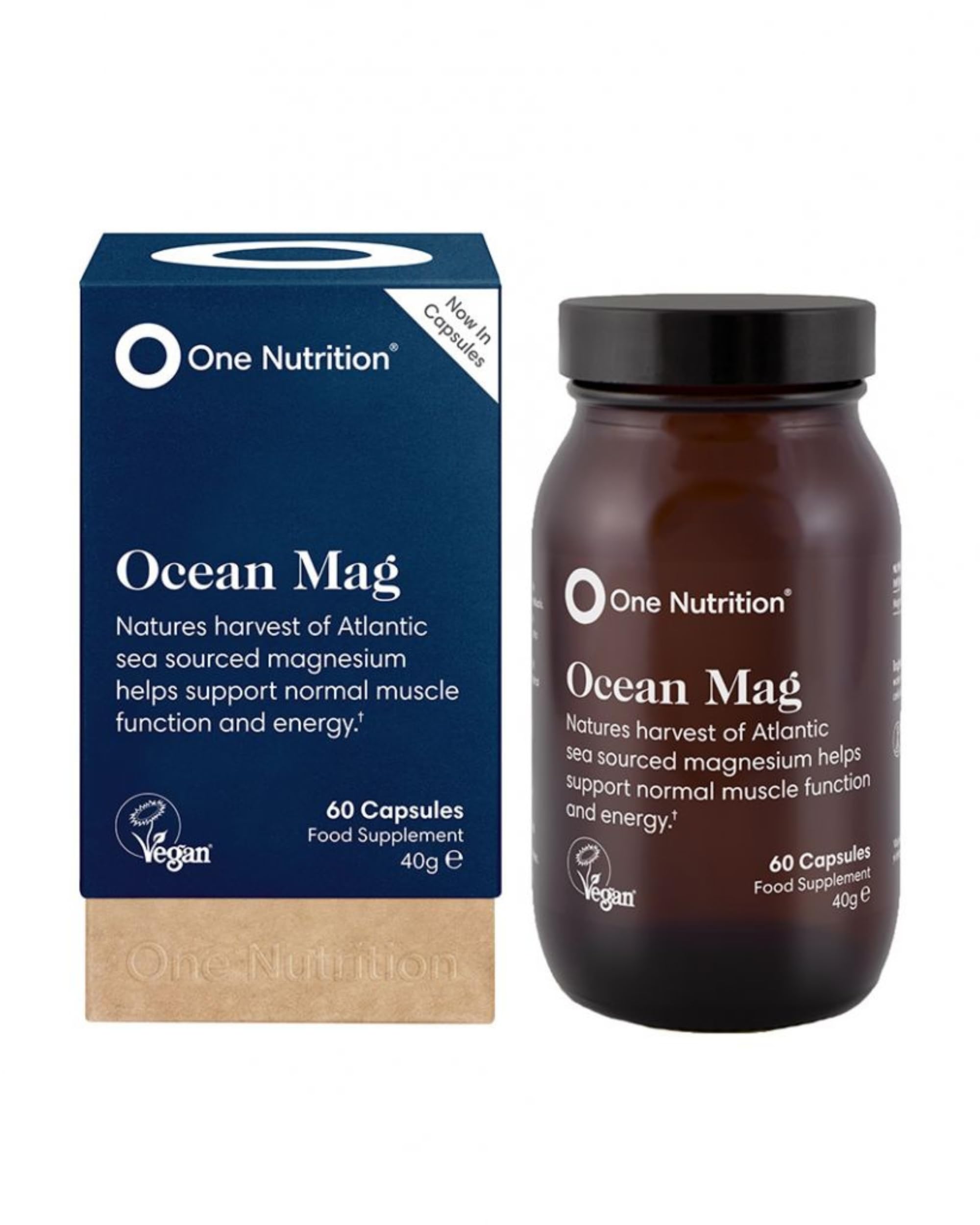 One Nutrition Ocean Mag - Natural Source of Magnesium Hydroxide – Filtered from Fresh Atlantic Sea Water – 60 Capsules