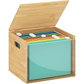 Sbanmao Acrylic File Organizer with Lid, Bamboo File Box with Handle, Hanging File Folder Organizer, Portable Filing Organizer File Crate Storage Box for Home Office Classroom, Letter Size
