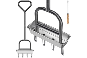 Dolibest Lawn Coring Aerator, Manual Lawn Aerator, 4 Stainless Steel Corer Plug Aerator with Triangular Handle, Pre-Assembled