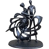 Bitopbi Romantic Couple Iron Sculpture Anniversary Wedding Engagement Figurine Romance Statue for Love Sweethearts Metal Statuette (2# Romantic)