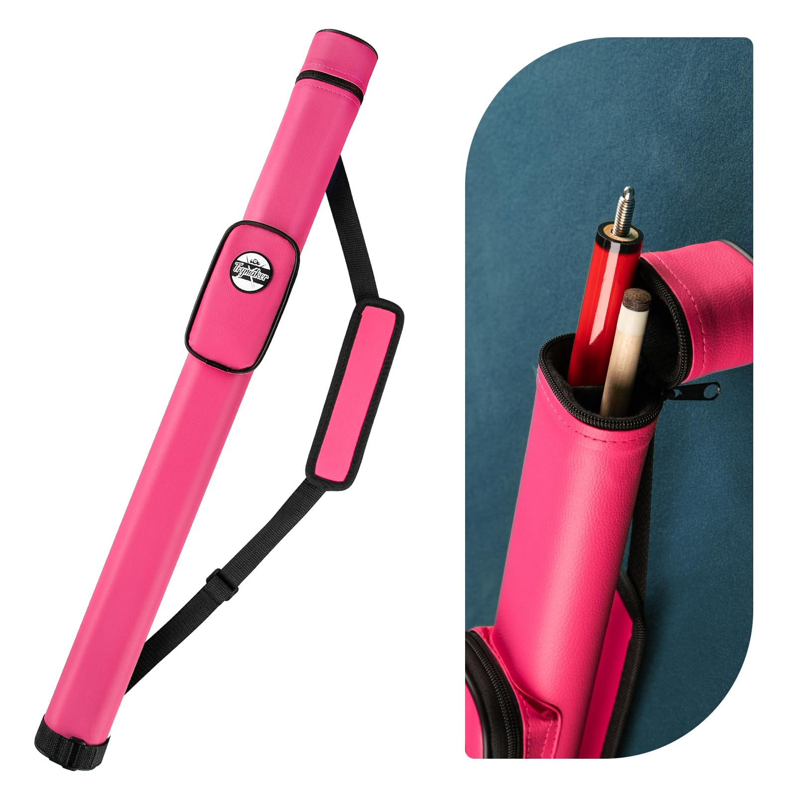 Trymaker Snooker Cue Case, 1×1 Hard Pool Cue Case Holds 1 Complete of 2-Piece Cue (Not for 3/4 Cues), Made of Faux Leather Snooker Accessories