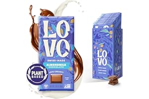 LOVO Almondmilk Chocolate Bar, 100% Plant-Based Dairy-Alternative Milk Chocolate, Creamy and Delectable Vegan Milk Chocolate Made With Almondmilk, Gluten-Free, Swiss-made, RFA Certified, 2.82 oz (Pack of 8)