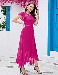 BeryLove Prom Dresses for Women Wedding Guest Ruffe