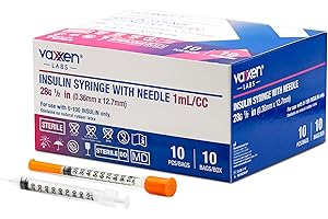 Vaxxen Labs U-100 Insulin Syringe - 1mL 1cc 28G x 1/2" (8mm) - Box of 100
