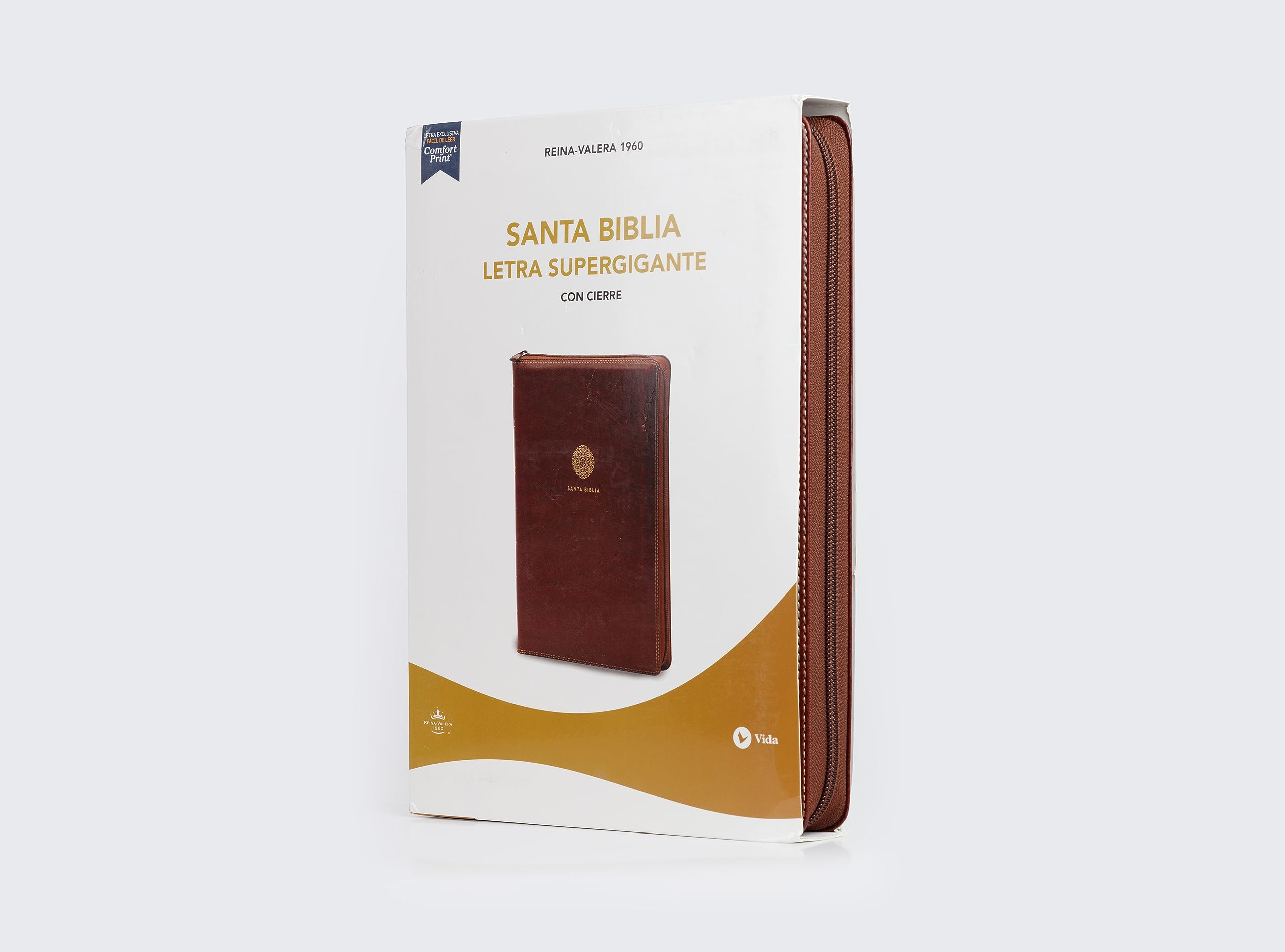 RVR60, Santa Biblia, Letra Supergigante, Leathersoft, Café, con Cierre, Comfort Print (Spanish Edition)