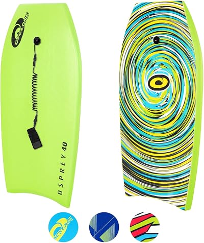 Osprey 40 inch Bodyboard with Leash Green Lightweight Deck Core